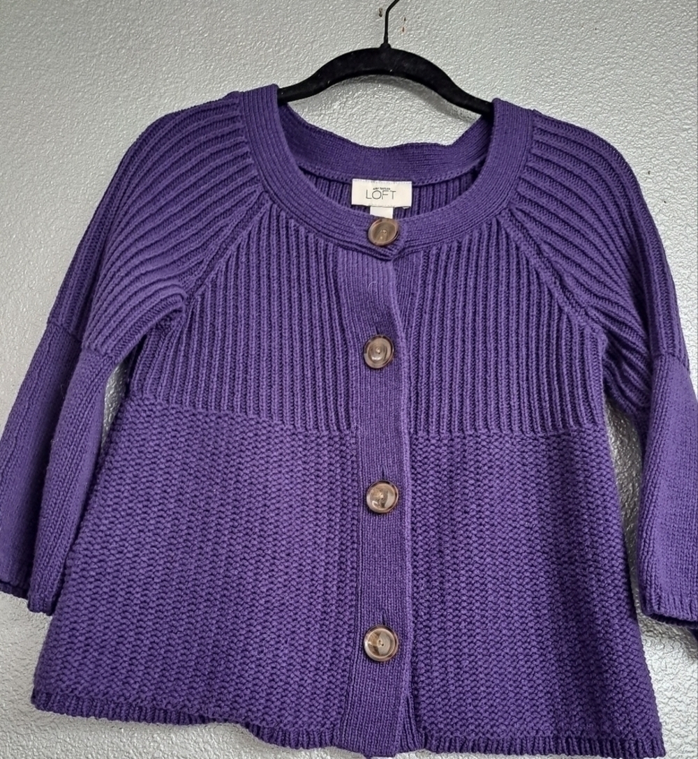Ann Taylor Loft Periwinkle Cropped Cardigan Sweater Size XS